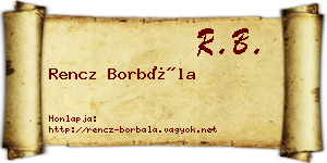 Rencz Borbála névjegykártya